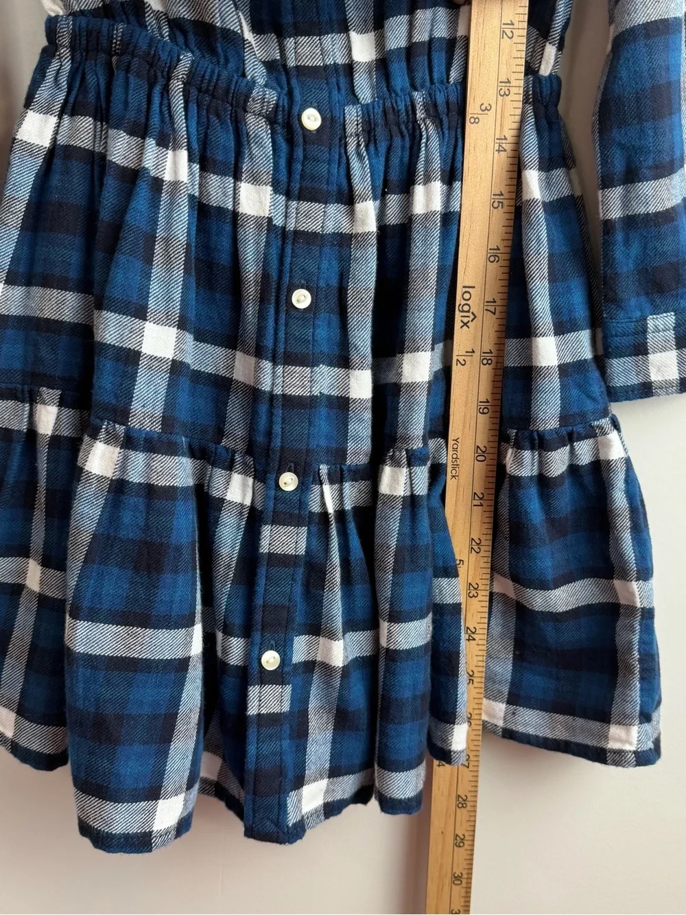 Polo Ralph Lauren Girls Size 6 Blue Plaid Flannel Tiered Shirt Dress Kids NWT